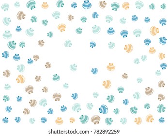 Seashell vector graphics, pearl bivalved mollusks illustration. Sea scallop, bivalve pearl shell, marine mollusk isolated wild nature background. Trendy sea shell graphic design.