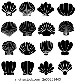 Seashell vector icon set. Shell illustration sign collection. conch symbol. Sea Life web icons.