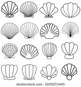 Seashell vector icon set. Shell illustration sign collection. conch symbol. Sea Life web icons.