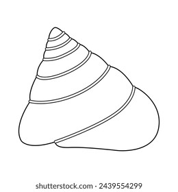 Seashell vector illustration. Black and white outline Seashell Coloring page for kids and adults. Page for relaxation and meditation. Vector illustration