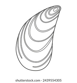 Seashell vector illustration. Black and white outline Seashell Coloring page for kids and adults. Page for relaxation and meditation. Vector illustration