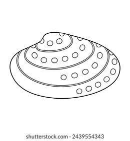 Seashell vector illustration. Black and white outline Seashell Coloring page for kids and adults. Page for relaxation and meditation. Vector illustration
