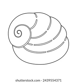 Seashell vector illustration. Black and white outline Seashell Coloring page for kids and adults. Page for relaxation and meditation. Vector illustration