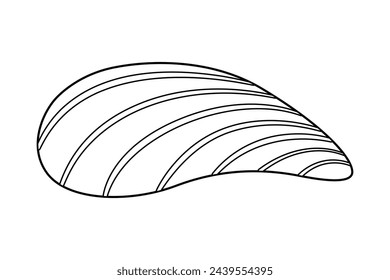 Seashell vector illustration. Black and white outline Seashell Coloring page for kids and adults. Page for relaxation and meditation. Vector illustration