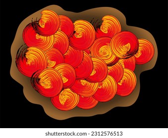 Seashell vector illustration, fire shell textile pattern, marine life background