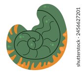 Seashell vector illustration. Oceanic mollusk, underwater creature. Hand drawn doodle, sea animal sketch. Aquarium cockleshell. Marine cartoon isolated clipart.