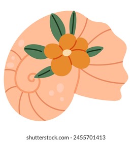 Ilustración vectorial Seashell. Molusco oceánico, criatura submarina. Dibujado a mano garabato, boceto de animal marino. Concha de berberecho acuario. Clipart aislado de dibujos animados marinos.