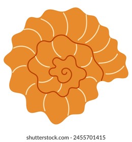 Seashell vector illustration. Oceanic mollusk, underwater creature. Hand drawn doodle, sea animal sketch. Aquarium cockleshell. Marine cartoon isolated clipart.