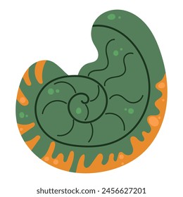 Seashell vector illustration. Oceanic mollusk, underwater creature. Hand drawn doodle, sea animal sketch. Aquarium cockleshell. Marine cartoon isolated clipart.
