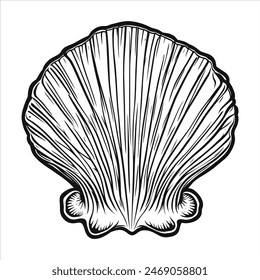 seashell vector illustration outline tattoo made not with AI