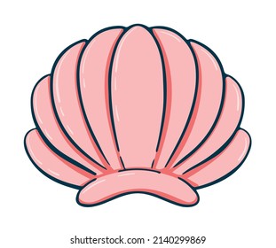 Seashell. Vector illustration of a series of marine drawings. A picture for children's educational books, for a print on a T-shirt or your design.