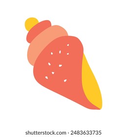 Seashell Vector. Ocean Mollusk Sea Shell on white background. Flat Cartoon Illustration of Underwater oceanic Life. Design Art for Decoration, Sticker, Web.
