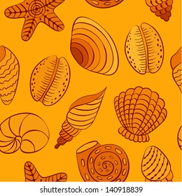 Seashell vector seamless pattern