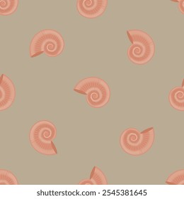 Seashell Vector Seamless Pattern with Marine Elements on Light Background. Perfect for Coastal and Beach Design