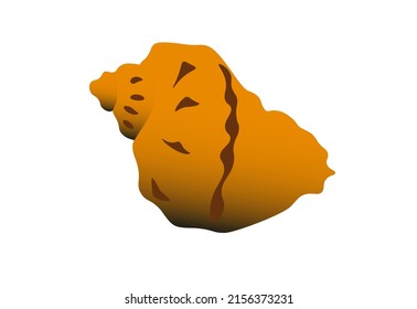 Seashell veined rapa whelk flat icon isolated on white background. Rapana venosa or Asian rapa snail conch shell drawn logo. Painted marine gastropod mollusk clip art element, vector design eps 10