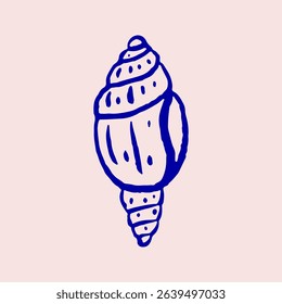 Seashell vintage marine collage design. Retro summer vibe for prints, banners, social media, posters. Vector hand drawn element