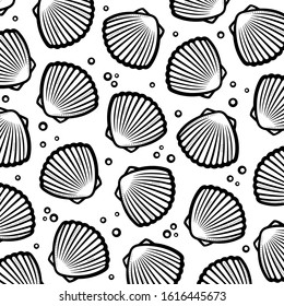 Seashells background. Collection seashells icons. Vector