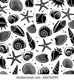Seashells background. Vector