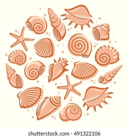 Seashells background. Vector