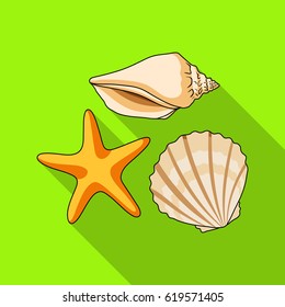 Seashells from the bottom of the sea.Summer rest single icon in flat style vector symbol stock illustration.