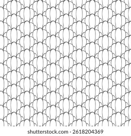 Seashells close up seamless pattern. Vector graphic line ink Summer pattern of sea scallop for wrapping paper, wallpaper, notebook cover. Coloring Sheet for Stress Relief and Relaxation
