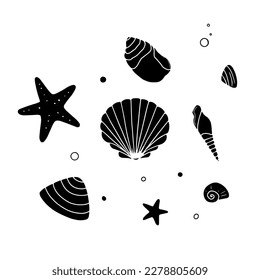 Seashells doodle. Sea elements hand drawn vector illustration