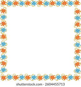 Seashells frame. Marine frame template with underwater elements decoration