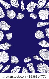Seashells frame. Sea and ocean design template. Vector card templates.