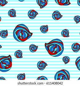 seashells hand drawn seamless pattern. Vector