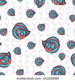 seashells hand drawn seamless pattern. Vector