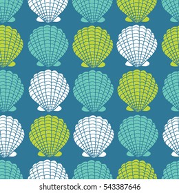 Seashells icons seamless pattern vector. Colorful background vector. Marine illustration with shells icon collection. Decorative wallpaper, good for printing