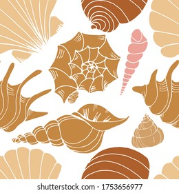 Seashells isolated sketch. Seashells vector. seamless patterns