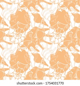 Seashells isolated sketch. Seashells vector. seamless patterns