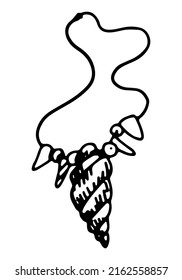 Muscheln. Sommerurlaub Attribut doodle Clip-Kunst einzeln auf weiß. Handgezeichnete Vektorgrafik im Gravierstil.