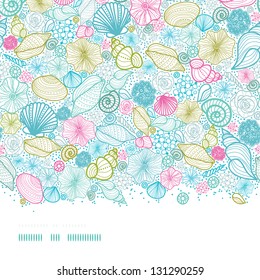Seashells line art horizontal seamless pattern background