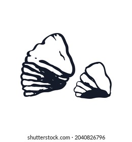 Seashells logo icon sign Hand drawing with engraved lines Molluscs sea shells symbol emblem sketch Realistic design Fashion print clothes apparel greeting invitation card cover flyer poster banner ad