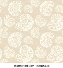 seashells nautilus seamless pattern vintage vector summer background illustration