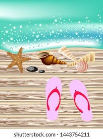 Seashells on the beach banner