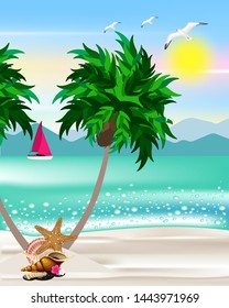 Seashells on the beach banner