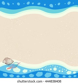 Seashells on waves background illustration