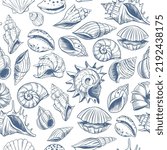 Seashells pattern. sketch style. set of vector illustrations