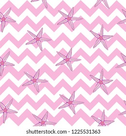 Seashells pattern, vector, illustration. Marine background.