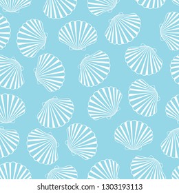 Seashells pattern, vector, illustration. Marine background.