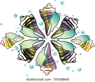 Seashells round ornament