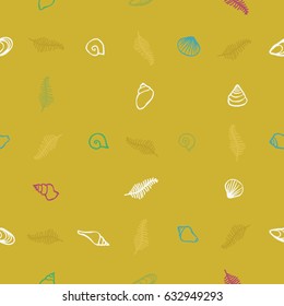 Seashells and sea fern - vector background