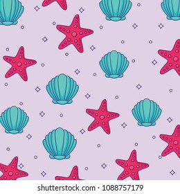 Seashells and Sea Stars pattern