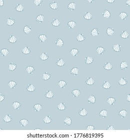 Seashells in the sea vector hand drawn seamless pattern