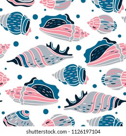 Seashells seamless pattern