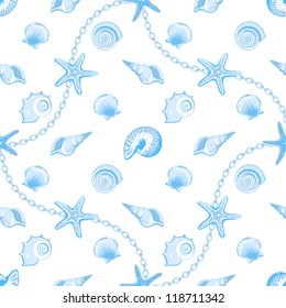 Seashells seamless pattern