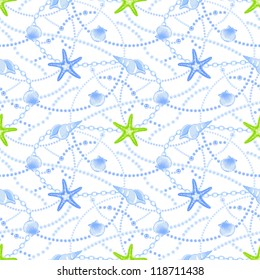 Seashells seamless pattern